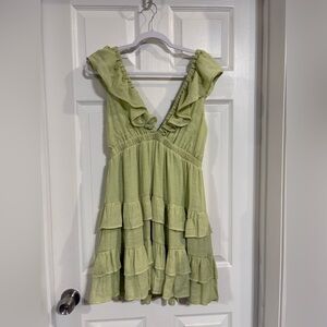 Hyfve NWOT Green Ruffle Tiered V-Neck Sundress